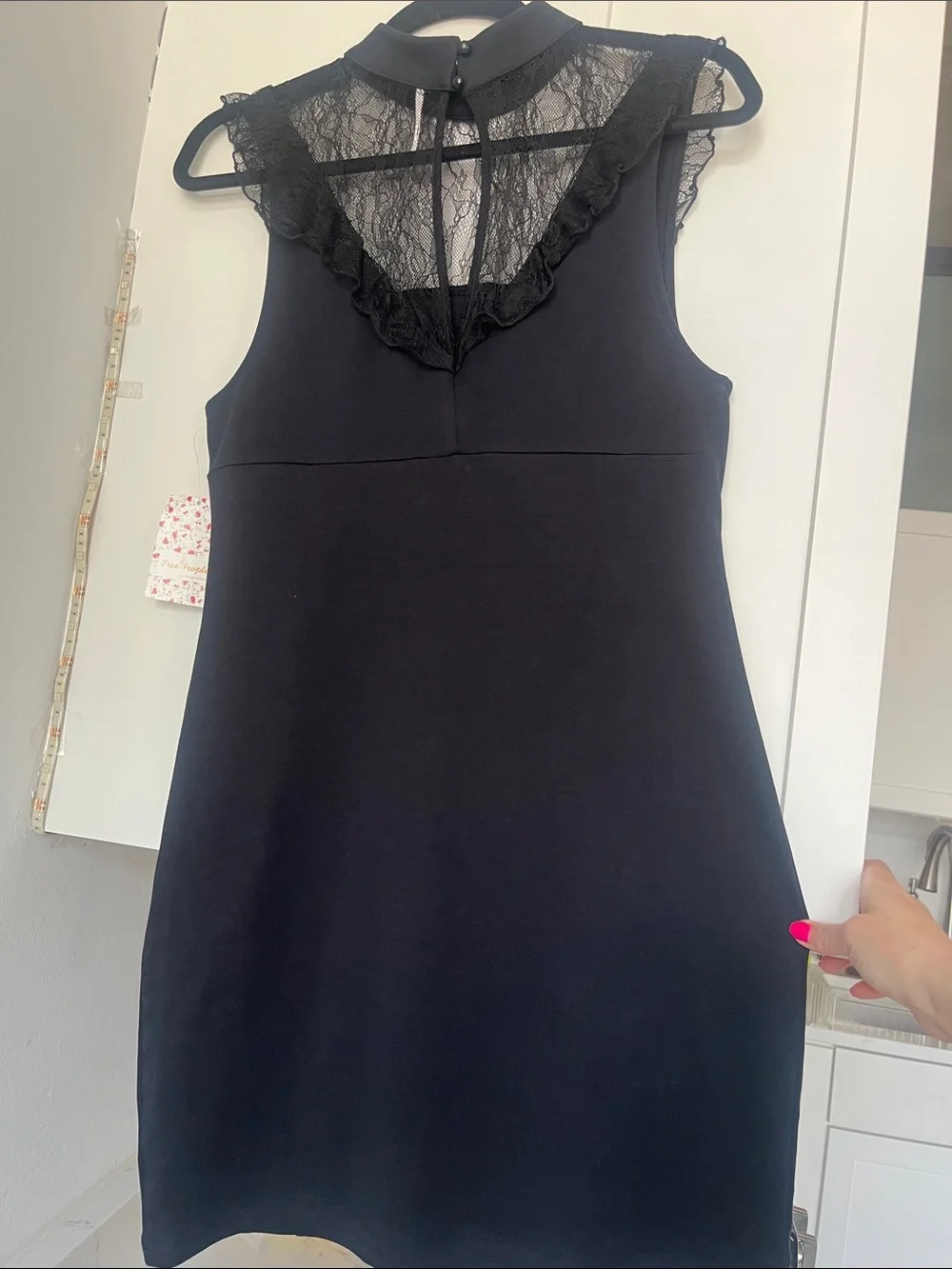 Free People Black Sleeveless Dress with Lace Yoke